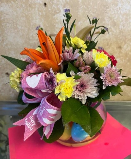 Easter Celebration Egg and Flower Arrangement