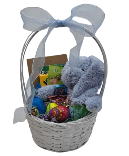Easter Gift Basket with Plush Bunny, Toys & Treats 