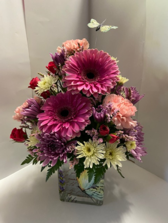 Easter & Mothersday Butter fly cube mixed flowers