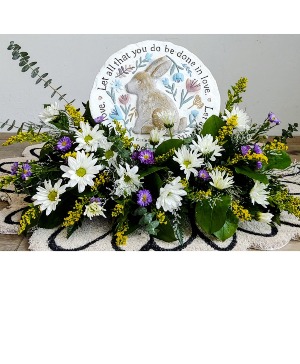 Easter Stone Garden Stone with fresh