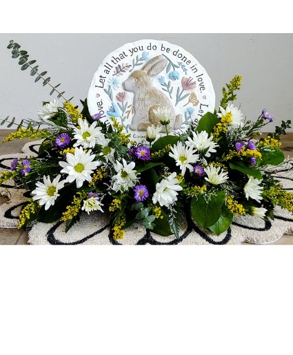 Easter Stone Garden Stone with fresh