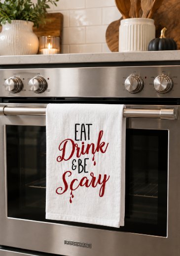 Eat, Drink & Be Scary Kitchen Towel  in Key West, FL | Petals & Vines