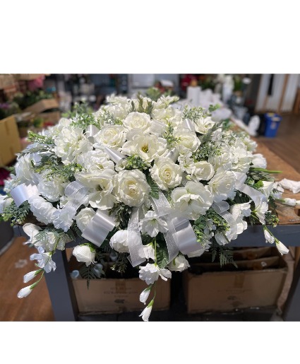 Elegance in white Spray Casket Spray