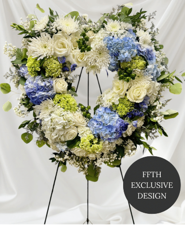 Elegant Blue Heart Sympathy Wreath in Loganville, GA | Flowers From The Heart