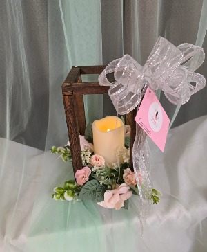 Elegant Candle with Faux Florals Gift Sympathy