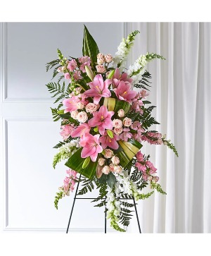Elegant Embrace Standing Spray sympathy arrangements
