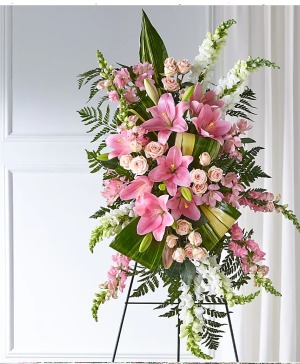 Elegant Embrace Standing Spray sympathy arrangements