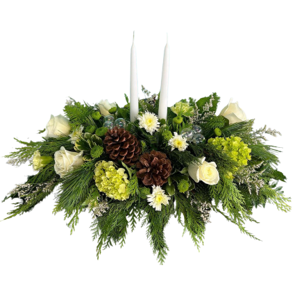 Elegant Green & White Centerpiece  