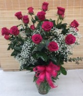 Elegant Long Stem Hot Pink Roses 