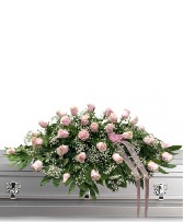 Elegant Pink Rose Casket Cover