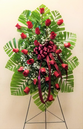 Elegant Red Rose Easel Standing Spray