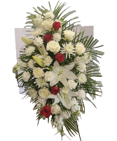 Elegant White and Crimson Stand Standing spray