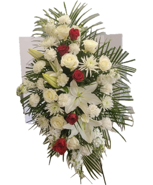 Elegant White and Crimson Stand Standing spray