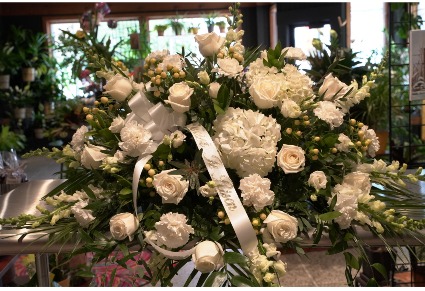 Elegant White  Casket Spray