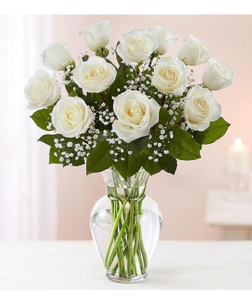 Elegant White Dozen Rose Arrangement in Brooklyn, NY | Glez Flowers