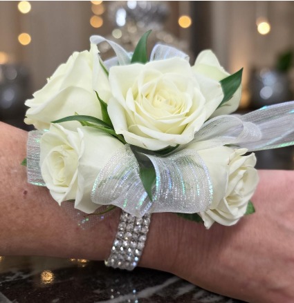 Elegant White Mini Rose Wrist Corsage  Pick up only