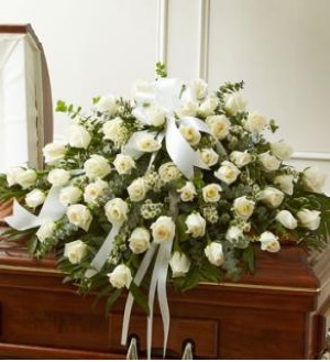 Elegant White Rose Casket Spray FS-71 