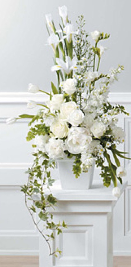 Elegant White Urn Arrangement Sympathy Urn