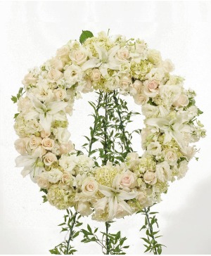 Elegant White Wreath on Easel 
