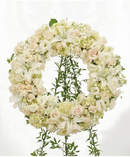 Elegant White Wreath on Easel 