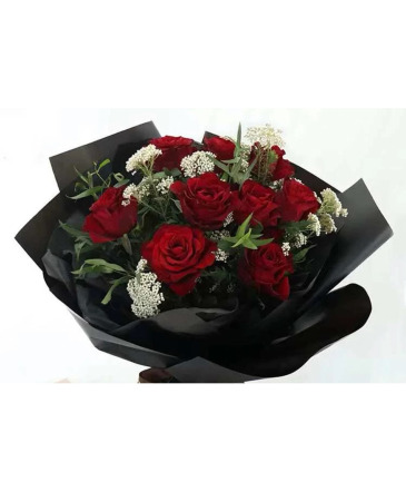 Elegant Hand Wrapped Arrangement Red, Pink, White, Lavender or Yellow Roses. Add Additional Notes for color choice.  in Spring, TX | Spring Trails Florist