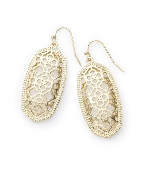 ELLE DROP EARRINGS GOLD FILIGREE METAL 