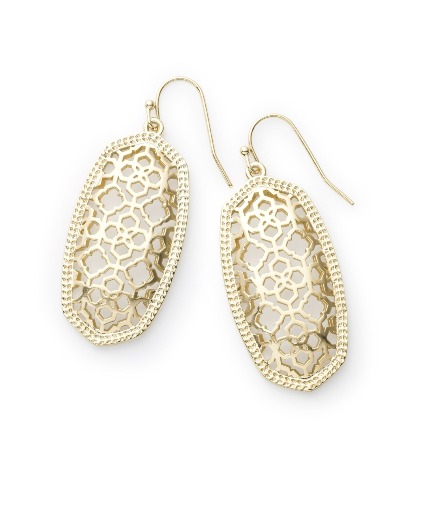 ELLE DROP EARRINGS GOLD FILIGREE METAL 