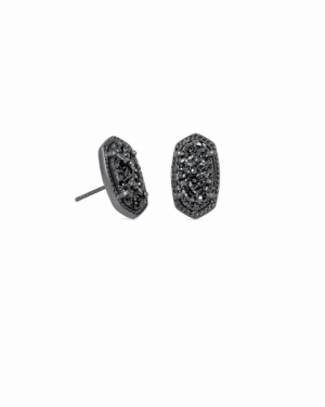 ELLIE EARRING GUNMETAL BLACK DRUSY 