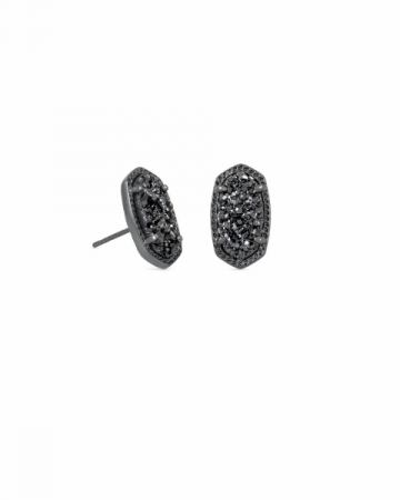 ELLIE EARRING GUNMETAL BLACK DRUSY 