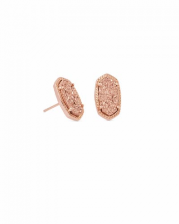 ELLIE EARRING ROSE GOLD ROSE GOLD DRUSY 