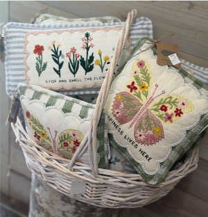 Embroidered Floral Pillow 