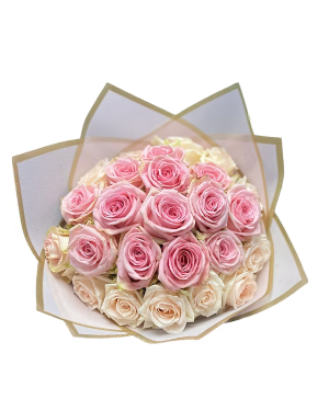 Charm & Love | Encanto y Amor 50 Pink & White Roses | Ramo de 50 Rosas Rosadas y Blancas