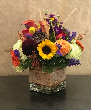 Festival Fall Cube Cube Vase Arrangement