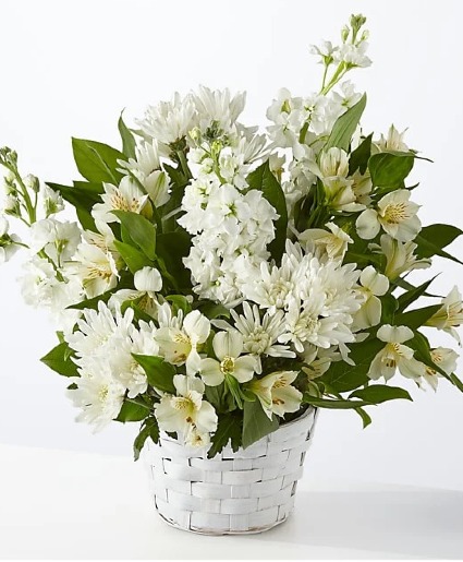 Eternal Affection All White Flowers in Basket 