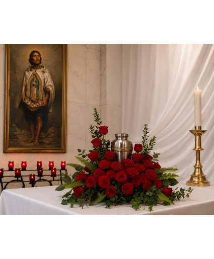 Eternal Red Remembrance (Urn Not Included)  Call Us for Faster Service & Daily Specials: (915) 303-8500 Text Us to Order Anytime: (915) 505-3708 Your trusted source for Flowers & Delivery in El Paso TX 