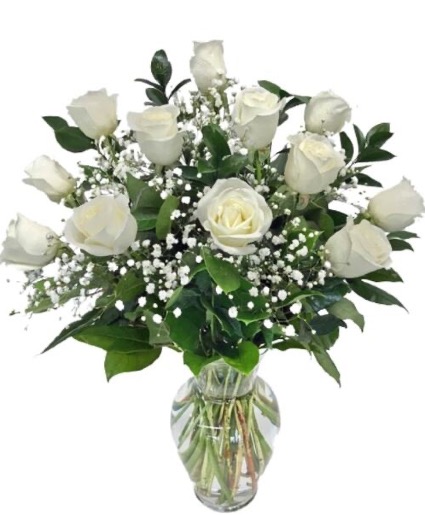 Eternal White Roses Vase Arrangement