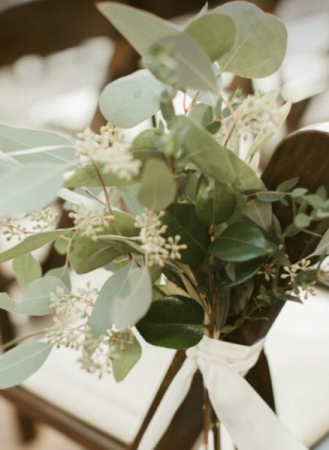 Eucalyptus/ chair arrangement  Ceremony 