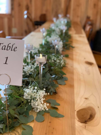 Eucalyptus runner with Baby's Breath  Wedding Table Decor 