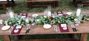 Eucalyptus table runner Reception flowers