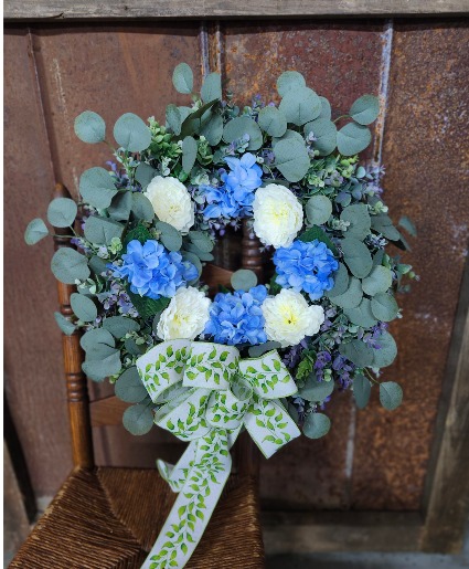 Eucalyptus Wreath on Foam  Foam Wreath with asst eucalyptus and asst flowers. 