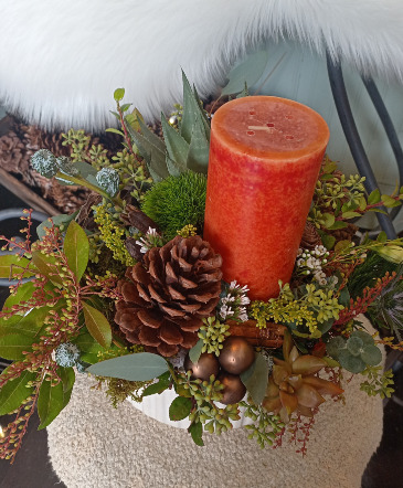 European Candle Arrangement in Glastonbury, CT | THE FLOWER DISTRICT