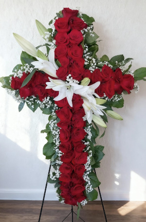 Everlasting Love Cross Sympath Standing Spray
