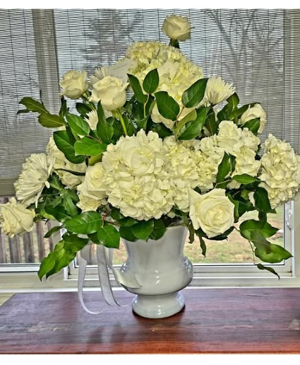 Everlasting White Urn Arrangment