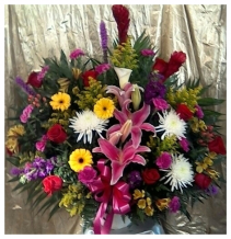 Tropical Arrangement in container 