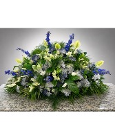Faithful Blue & White Casket Spray