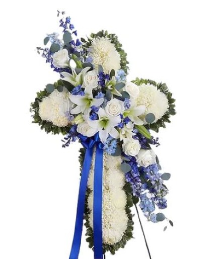 Faithful Remembrance™ Blue & White Cross Standing  