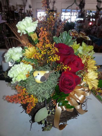 Sweet Bird Nest Basket arrangement 