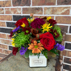 Fall Candle Arrangement Floral Design