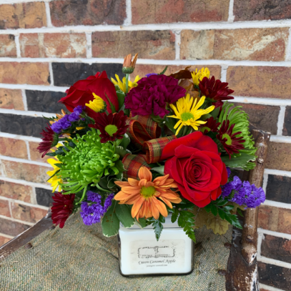Fall Candle Arrangement Floral Design