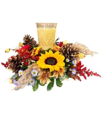FALL CANDLE CENTERPIECE Double "R" Exclusive Bouquet  in Jacksonville, AR | DOUBLE R FLORIST